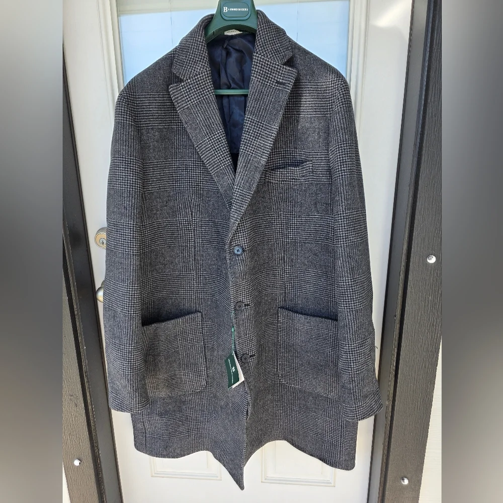 $495 B by Brooks Brothers Men's Plaid Wool Double-Face Overcoat Jacket Size 52L - Picture 2 of 13
